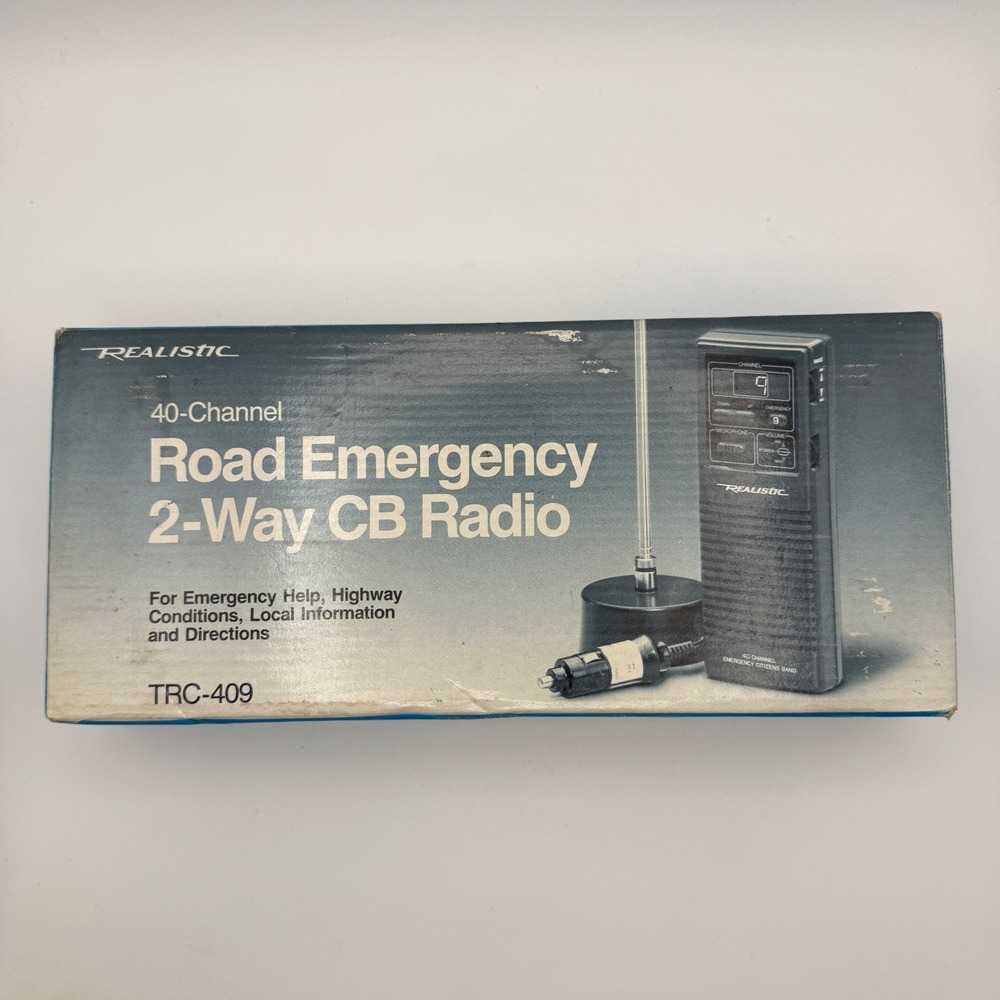 Realistic TRC-409 2-Way CB Radio Vintage 40 Channel Emergency Road Kit Black